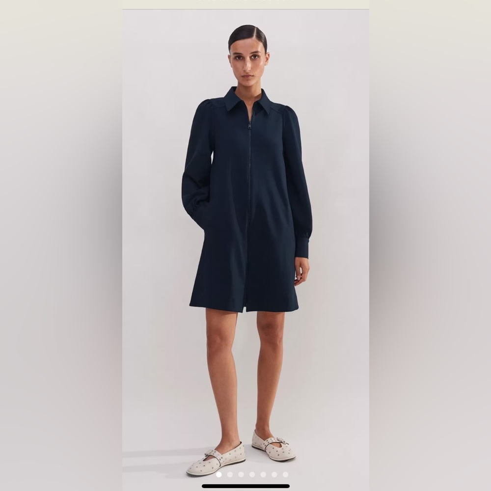 ME+EM Navy Long Sleeve Dress